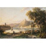 William Havell RWS, British 1782-1857- Marksburg on The Rhine;oil on board, titled, signed and dated