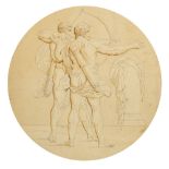 Attributed to Bartolomeo Pinelli, Italian 1781-1835-Two classical archers; pen, grey ink and brown