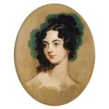 Follower of Sir Thomas Lawrence PRA,British 1769-1830-Portrait of Miss Elizabeth Patten, head and