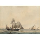 Samuel Atkins, British fl.1787-1808-Seascape with sailing vessels;gouache, 11x16cmProvenance: with J