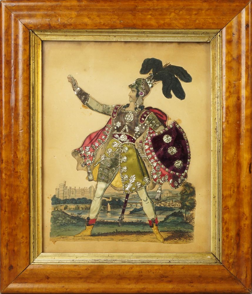 Two Theatrical tinsel pictures of Master Owen, as Young Norval and a knight, mid 19th century, - Image 2 of 2