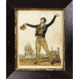 Two Theatrical tinsel pictures of Mr Yates as the Red Rover and Harry Bluff, mid 19th century,