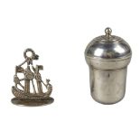 An 18th century silver acorn, probably a nutmeg grater (unable to open cover) unmarked, 4.5cm,