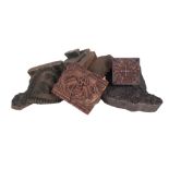 A collection of twenty-five carved wooden Indian printing blocks, traditional designs including