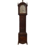 A George III mahogany long case clock by Joseph Job of Hastings, the hood with shaped cresting and