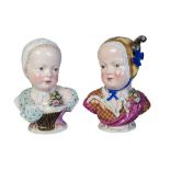 A pair of Meissen busts of the Bourbon children, after models by Johann Joachim Kaendler of Prince