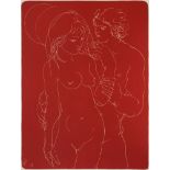 Hans Erni, Swiss 1909-2015- Couple; lithograph in red-brown, signed and numbered 118/150 in