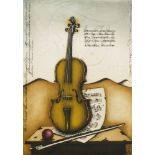 Udo Nolte, German b.1950- Violin; etching/aquatint in colours, signed and numbered 151/200 in