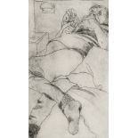 Frances Turner, British 1965-2003- A Hotel Room in Luxembourg, 1995; drypoint etching, signed and