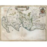 Joan Blaeu, Dutch 1599-1673- Gallovidia vernacule Galloway; hand coloured engraved map with text