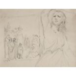 Edouard de Jans, Belgian 1855-1919- Figures crowded round a Christ like figure; pencil, signed, 21.