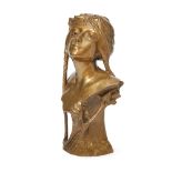 Georges Flamand (fl.1895-1925), an Art Nouveau polished bronze bust'Gui', c.1900, signed G.