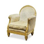 A Gilt-wood armchair in the style of Paul Follot20th Century The frame carved with fluted decoration