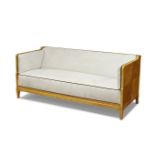 A Swedish Art Deco ‘Biedermeier’ Style maple Settee with suede upholsteryc.1930Veneered back and