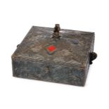 A cold-painted bronze card box, possibly AmericanFirst quarter 20th CenturyBronze box cast with
