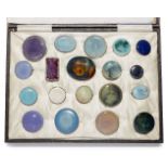 Ruskin Pottery (1898-1935), a collection of Nineteen ceramic brooches with silver and silver