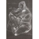 John Hutton (1906-1978)‘Girl on Beach’, c. 1969, signedChalk on black paper, girl in a bikiniUn-