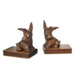 A pair of Art Deco carved beech 'Scottie-Dog' bookendsc.1930Carved as Scottish Terrier puppies