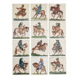 Packard & Ord, a set of 'Chaucer's Tales' small tiles depicting various figures/characters on