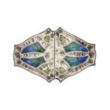 Liberty & Co, a 'Cymric' Arts and Crafts silver and enamel buckleMark of Liberty & Co, stamped '