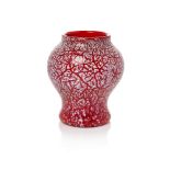 Monart, a cased red and white cloisonné glass vase20th Century, Shape CRed interior, cased in