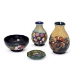 Moorcroft, an 'Orchid' pattern vase with butterscotch glazed neckImpressed marks and Potter to HM