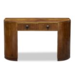 Betty Joel (1896-1985), an Art Deco walnut side table1937, label to underside 'Token Hand Made