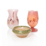 Vasart, a glass 'Tulip' lamp 20th Century, unsignedDark pink with coloured inclusions; together with