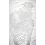 John Hutton (1906-1978), an engraved glass figurative and commemorative windowpaneA Study, '