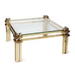 Romeo Rega, an Italian mixed metal and glass coffee table1970s, stamped, 'RR', Romeo Rega, Made in