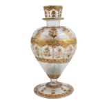 A Mughal gilt-decorated glass vase, India, 19th century, of baluster form, on a round slightly domed