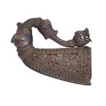 A steel axe head, Deccan, India, 18th century, the blade either side with central panel decorated