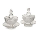 A pair of crystal lidded bowls made for the Indian market, probably F&C Osler, Birmingham, 19th