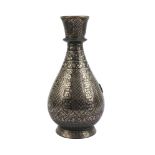 A bidriware vase, Deccan, India, late 18th century, of baluster form, on a short spreading foot,