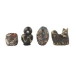 A group of four Romano-Egyptian items, 1st-4th century AD, including a conical glass mosaic bead,