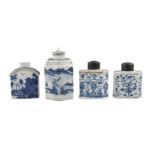 Four Chinese porcelain tea canisters, 17th-early 19th century, comprising a hexagonal example