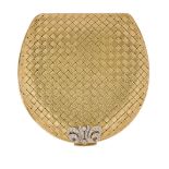 A diamond-set compact, the horseshoe shaped compact of meshwork pattern with internal mirror and