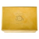 A 19th century French 18ct gold, presentation box, the rectangular box with hinged lid, reeded