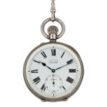 A late 19th century silver marine pocket watch, by Ulysse Nardin, the white enamel dial with Roman