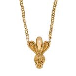 A pendant necklace, the pendant designed as a stylised bee, to an integral fancy box-link