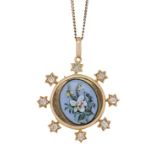 An Edwardian gold, diamond locket pendant and neckchain, the circular locket with old-brilliant-