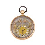 An early 19th century Swiss gold Jacquemart quarter repeating pocket watch, with three colour gold