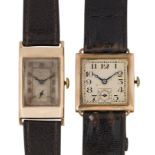 Two 9ct gold wristwatches, the first by Vertex, the rectangular dial with applied Arabic numerals