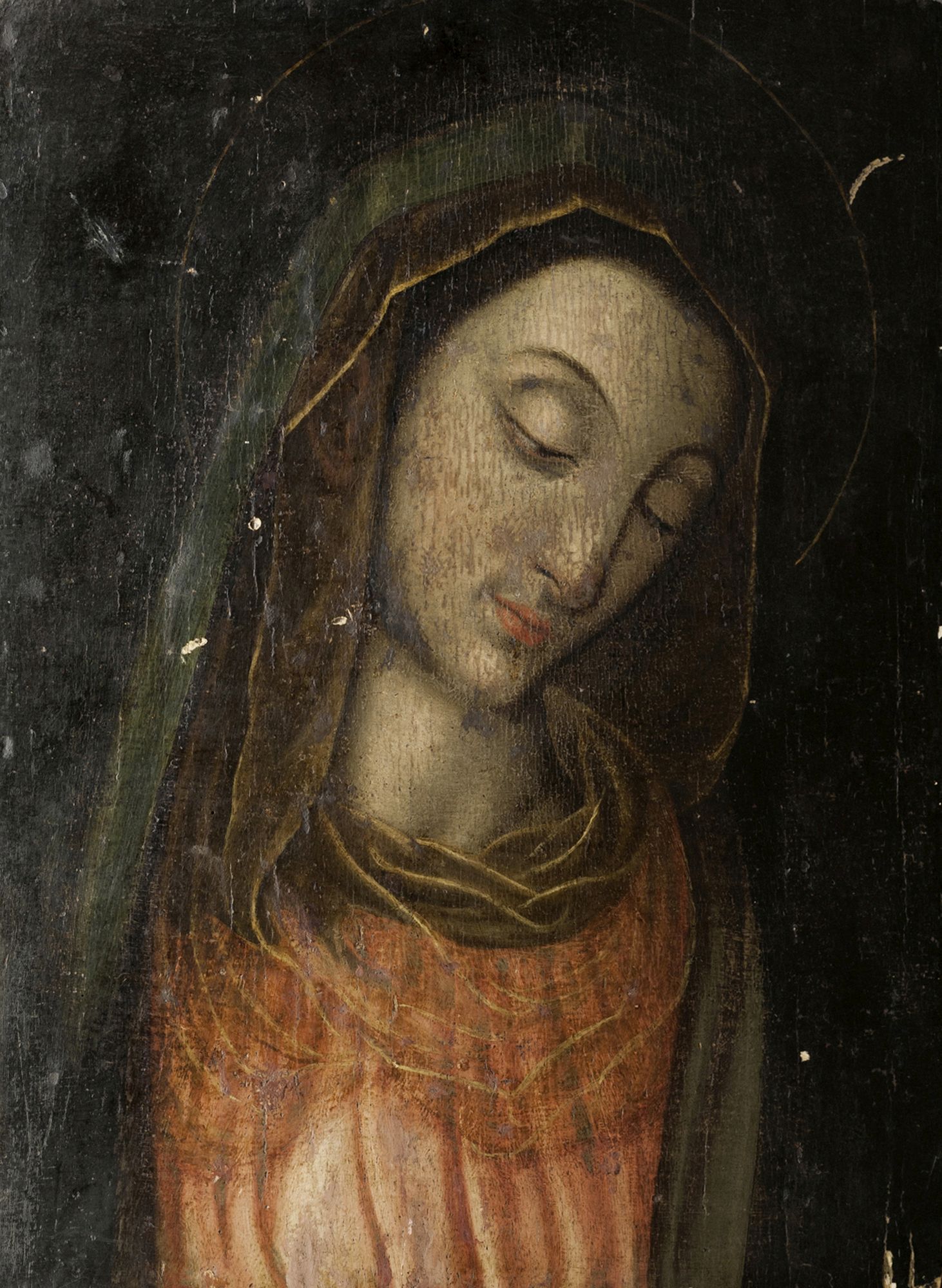 Follower of Bartolomeo Suardi, called Bramantino, Italian 1456-1530- Portrait of the Madonna; oil on