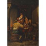 Manner of David Teniers the Younger, mid 19th Century- Figures smoking in a tavern; oil on canvas,