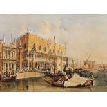 Attributed to Edward Pritchett, British exh. 1828-1864- The Rialto and the Doge’s Palace, Venice;