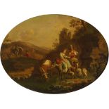 Manner of Nicolaes Pieterszoon Berchem, 18th Century- Peasants with cattle and sheep resting in a