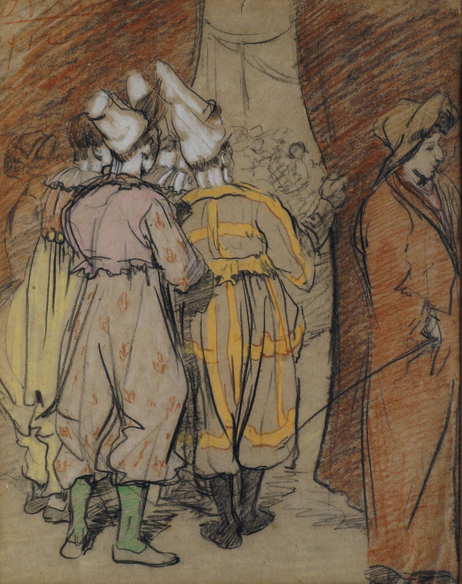 Edith May Olive Branson, British 1885-1929, exh 1908-1928- Circus performers waiting in the wings,