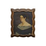 Spanish Colonial School, mid/late 19th century- Portrait of a lady, quarter length in a black