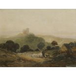 WITHDRAWN. Peter de Wint OWS, British 1784-1849- Conisbrough Castle, Yorkshire c.1825; 24x30.5cm